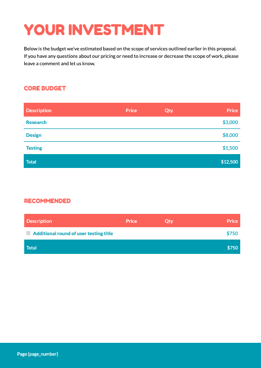 UX Design Proposal Template